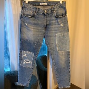 Zara Jeans - Blue Distressed Patchwork Ripped (Size 32)